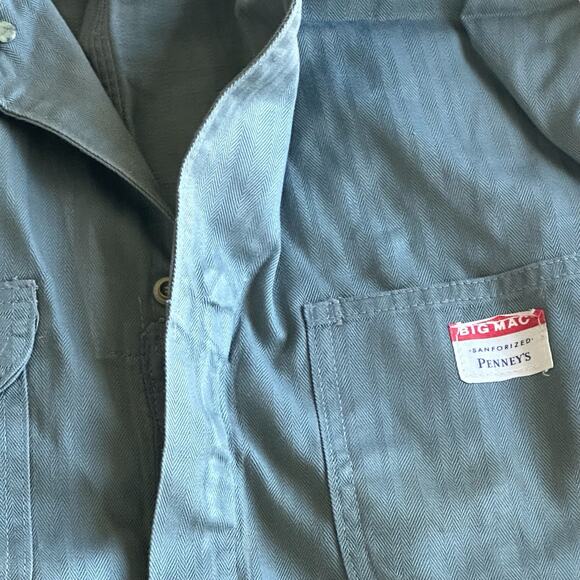 Vintage 60s Big Mac Sanforized Penneys Coveralls Size 42R Herringbone Denim - Picture 7 of 12
